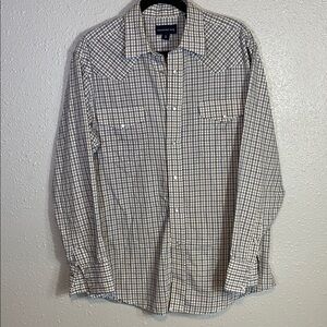 Panhandle Slim Men’s Western Pearl Snap Shirt – Plaid Long Sleeve Size 16 / 35
